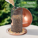 Bird Feeder for Outdoor, Metal Wild Bird Feeder Hanging Outside, 7.5" Copper Roof and 360 Degree Feeding Tray with 2 Extra Feeding Ports, 3 Lbs Bird Seeds Capacity by CozyNest Decor