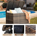 178 Gallon Outdoor Storage Box, Handle Large Portable Wicker Rattan Deck Box for Patio Furniture Cushions, Patio Deck Box with 2 WheelsThrow Pillows, Garden Tools and Pool Floats (Brown) by CozyNest Decor