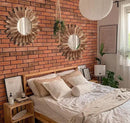 LOSOUR 2 Pack 22 Inch Boho Wall Sunburst Mirror Rustic Round Wood Decorative Mirror Boho Wall Art Decor for Entryway Bedroom Living Room by CozyNest Decor
