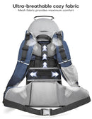 besrey Baby Backpack Carrier, Toddler Hiking Backpack with Safety 3-Height Seat, Adjustable Straps&Waist Belt, Foldable Frame Lightweight Large Capacity Child Carrier for Hiking (Blue/Grey) by TinyTreasures Baby Boutique