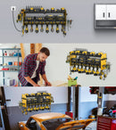 JUNNUJ Large Pegboard Power Tool Organizer with Charging Station, 8 Drills Driver and Tools Battery Holder Wall Mount with 8 Outlet Power Strip, Yellow 3-Layer Shop Garage Storage Utility Rack by GreenHaven Gardens