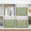 Bidtakay Cubby Storage Bins Set of 3 Fabric Baskets for Shelves Closet Drawer Organizer Storage Cubes 13x13 Collapsible Organization Baskets for Nursery Toy Shelf (White&green) by TinyTreasures Baby Boutique