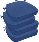 downluxe Chair Cushions for Dining Chairs, Waterproof Kitchen Chair Pads, Non-Slip Dining Seat Cushion with Ties, 17" x 16" x 2.5", Blue, 4 Pack by CozyNest Decor