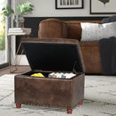 24'' Leather Ottoman with Storage Rectangle Foot Rest Ottomans Stool for Living Room(Brown,Leather Texture) by CozyNest Decor