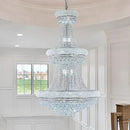 31 - Light Large Empire Crystal Chandelier for High Ceiling Foyer Entryway Staircase Living Room Dining Room Chrome Finish by CozyNest Decor