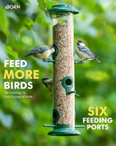 iBorn Metal Bird Feeders 6 Ports Hanging Wild Bird Seed Feeder for Mix Seed Blends, Niger Seed Feeder, Sunflower Heart, Birdbath, Heavy Duty All Metal Green Finishing 14 Inch 6Port, Pack of 2 by CozyNest Decor