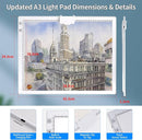A3 Light Pad, Elice Tracing Light Box 3 Colors Mode Stepless and 6 Levels of Brightness Light Copy Pad, Wireless Rechargeable Led Light Board for Weeding Vinyl Diamond Painting Sketching (White) by TinyTreasures Baby Boutique