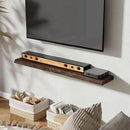 Fun Memories 48" Floating Shelves for Wall, Live Edge Solid Elm Wood Floating Shelf with Invisible Bracket, Wall Mounted Display Wooden Shelves for Bathroom, Kitchen, Bedroom, Walnut Color, Set of 1 by CozyNest Decor