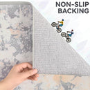 8x10 Grey Area Washable Rugs for Living Room, Abstract Modern Non Slip Bedroom Rugs, Neutral Large Low Pile Carpet Stain Resistant for Dining Room, Kids Playroom, Office by TinyTreasures Baby Boutique