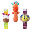The Peanutshell Sock Rattles Set of 5 - Girl Boy Rattle Socks, Baby Toys 0-6-12 Month, Animal Newborn High Contrast Baby, Infant, Newborn Toys 0-3 0-6 Months Old Babies - Safari by TinyTreasures Baby Boutique