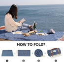 Waterproof Picnic Blankets- Extra Large Outdoor Blanket Foldable, Beach Blanket with PU Handles, Sandproof Picnic Mat for Hiking, Camping, Lawn, Park, Grass. Blue by TinyTreasures Baby Boutique