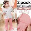 2 Pack Toddler Baby Girl Pants Flare Leggings Ribbed Knit Newborn Bell Bottoms Solid Ruffle Infant Pants for Girls by TinyTreasures Baby Boutique