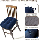 Codi Thick Kitchen Chair Cushions, Chair Pads for Indoor Dining Room 4 Pack - Washable, Non-Slip 3-Layer Seat Cushion with Ties, 16.5"x16.5"x 3.5", Set of 4, Navy by CozyNest Decor