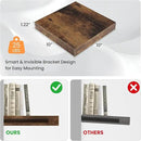 Square Floating Shelves for Wall, 10"W x 10"D x 1.2"H, Small Wooden Wall Mounted Display Shelf with Invisible Brackets for Living Room, Bedroom, Bathroom, Kitchen Decor, Set of 4, Rustic Brown by CozyNest Decor