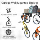 1-Pack Garage Wall Shelving,Heavy Duty Garage Storage Shelves, Wall Mounted Storage Shelving with 6 Hooks, 250LB Capacity, Black by GreenHaven Gardens