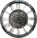 DORBOKER 36" Extra Large Wall Clock with Moving Gears, Oversized Giant Industrial Steampunk Rustic Clocks for Wall Decor Living Room Home Office, Solid Wood Retro Metal,Carbon Grey by CozyNest Decor