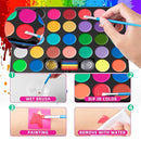 Maydear Face Painting Kit for Kids, 32 Colors Water Based Makeup Palette with Stencils, Glitters, Rainbow Split Cake, Hair Dye Clips, for Parties, Halloween, Safe Professional Face Body Paint Kit by TinyTreasures Baby Boutique