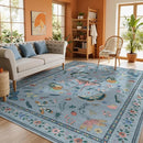 8x10 Area Rugs with Insect Print - Bug Rug Non-Shedding Stain Resistant Soft Carpet for Bedroom, Low Pile Ultra-Thin Machine Washable Carpet for Dining Room, Kids Nursery, Office (8'x10' Blue) by TinyTreasures Baby Boutique