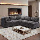 HOOOWOOO Modular Sectional Sofa,5 Pieces Sectional Couches for Living Room,98X98 L Shaped Cloud Couch Set(Grey Velvet Corduroy) by CozyNest Decor
