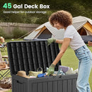 45 Outdoor Storage Box, Waterproof Resin Deck Box with Side Handles, Lockable Outdoor Bench for Indoor & Outdoor Use, Storage Bin for Patio Cushions, Garden Tools, Package Delivery, Black by CozyNest Decor
