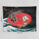 Houselerax Koi Fish Tapestries,Japanese Style Yin Yang Big Wave Cherry Blossoms Tapestry Wall Hanging for Bedroom Living Room Office Decor 80"x60" by CozyNest Decor