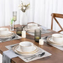 GBHOME Ceramic Dinnerware Sets for 4, 12 Pieces Stoneware Plates and Bowls Sets, Scratch Resistant Dishes, Dishwasher & Microwave Safe, Reactive Glaze-White by CozyNest Decor