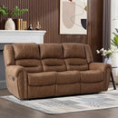 CANMOV Faux Leather Manual Reclining Sofa,3 Seat Recliner Couch Sofa with Overstuffed Comfortable Arms and Back for Living Room,Office,Nut Brown by CozyNest Decor
