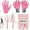 WORKPRO Aluminum Garden Tool Set, 4PCS Heavy Duty Hand Garden Tools with Box Include Trowel, Rake, Pruner, Garden Gloves, Pink, Garden Gifts by GreenHaven Gardens