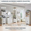 Bathroom Floor Cabinet, Farmhouse Storage Cabinet, 24" Wide Cabinet with Drawer, Adjustable Shelf, Barn Doors, Cabinets for Bathroom, Kitchen, Living Room, Off White by CozyNest Decor