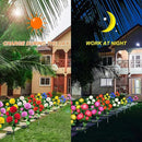 Solar Flower Lights Outdoor - Upgraded New Material Two Modes Realistic LED Solar Powered Waterproof Lights with 5 Roses, Solar Decorative Stake Lights for Garden (White, 2 Pack) by GreenHaven Gardens
