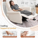 Manual Rocker Recliner Chair with Glider Motion for Nursery, 160° Recline & Wide Armrests - Overstuffed Snowflake Fleece Nursery Chair for Small Spaces, Living Room, Bedroom by TinyTreasures Baby Boutique