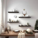 Brown Wood Floating Shelves for Wall Rustic Wall Shelves for Bedroom Set of 6 by CozyNest Decor
