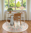 Wonnitar Pink Floral Round Rugs 5ft, Soft Circle Rug Non Slip Washable Round Carpet, Boho Non-Shedding Flower Distressed Circle Carpets for Bedroom Girls Room Nursery by TinyTreasures Baby Boutique