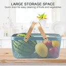 Portable Garden Harvest Basket-Mesh Design Natural Bamboo Handle Wire Storage Baskets,Mesh Basket with Handle Organize Items Reduce Space Occupation,Suitable for Kitchen,Garden,Picnic(Blue) by GreenHaven Gardens