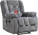 Massage Recliner Chair with Heat and Massage, Soft Fabric Ergonomic Manual Reclining Chairs, Heavy Duty Reclining Sofa Chair with Side Pockets for Living Room (Light Grey) by CozyNest Decor