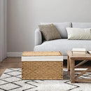 Wicker Storage Basket with Lid, 27.7 Gallon (105L) Large Blanket Basket with Lid, Woven Storage Bin with Handles, Removable Liner, Metal Frame, Foldable, for Bedroom, Laundry Room, Natural by CozyNest Decor