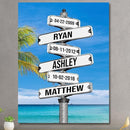 Personalized Father's Day Family Names Street Custom Multi-Name Date of Birth Vintage Street Sign Happy Fathers Day Poster Canvas Wall Art Best Gifts for Dad Husband from Daughter Son Wife Kids