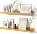 Fun Memories Picture Ledge Shelves Set of 2, 24 Inch Rustic Wall Mounted Floating Shelves with Lip for Home Storage and Décor in Bathroom, Kitchen, Nursery, Bedroom, Living Room, Oak by CozyNest Decor