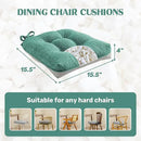 puredown® Chair Cushions for Dining Chairs, Tufted Memory Foam Chair Pads with Non-Slip Backing, Kitchen Seat Cushions with Ties, Washable Seat Pad Set of 4, 15.5" x 15.5" x 4", Green by CozyNest Decor