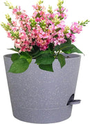 12 inch Large Self Watering Pots for Indoor Outdoor Plants, Plant Pots with Mesh Drainage Holes for Garden House Plants, Plastic Planters with Reservoir for Flower, Speckled Grey by GreenHaven Gardens