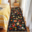 Floral 2x8 Area Rug Machine Washable Soft Print Boho Carpet Non Slip Doormat Low Pile Flower Area Rugs for Living Room Bedroom Nursery Kitchen Dining Room Indoor-Black by TinyTreasures Baby Boutique