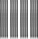 16 inches Ground Rebar Stakes (16 pcs) Heavy Duty Metal Spikes for Concrete Timber Garden Plant, Long Straight Steel Stakes for Tent, 3/8" Thickness Ground Anchors with Chisel Point End, Black by CozyNest Decor