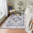 Lahome Boho Round Rug - 9Ft Washable Area Rug, Non-Slip Small Bathroom Rug, Lightweight Bedroom Throw, Oriental Distressed Print Carpet for Entryway, Sofa, Nursery, Kids Room by TinyTreasures Baby Boutique