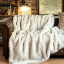 BATTILO HOME Luxury White Faux Fur Throw Blanket Long Pile with Black Tips, 51"x67", Super Warm Thick Faux Fur Blanket for Couch, Bed, Fuzzy Fluffy Elegant Cozy Blanket by CozyNest Decor