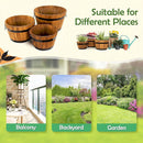 Idzo Set of 3 Wooden Flower Boxes Outdoor, Durable Acacia Wood Barrel Planters for Outdoor Plants with Ergonomic Handles, Drainage Holes, Multiple Sizes Wood Bucket Planter Light Brown by GreenHaven Gardens