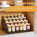 RCHYFEED Spice Rack Organizer for Cabinet Pantry,4 Tier Spice Rack Countertop,Tierd Spice Organization Easy Visibility, Depth Adjustable Seasoning Organizer for Cabinet (Black, 2Pack) by CozyNest Decor