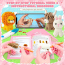 Crochet Kit for Beginners, Amigurumi Crochet Animal Kits, Crocheting Kit for Starters Adult Kids with Step-by-Step Video Tutorials, Animal Kits with Highland Cow, Lion, Bunny by TinyTreasures Baby Boutique