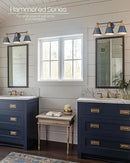 FEMILA Bathroom Vanity Light, 3-Light Modern Bathroom Light Fixture with Hammered Metal Shade Finish, Dark Blue Wall Sconce Lamp Lighting for Bedroom, 4FG59B-3W Blue by CozyNest Decor