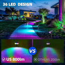 Barrina 36 LEDs Landscape Solar Spotlights, WRGB Solar Powered Dusk-to-Dawn Outdoor Garden Lights, 360° Horizontal Adjustable Spotlights for Garden Yard Patio Driveway Porch, 4 Packs by GreenHaven Gardens