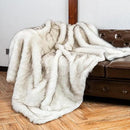 BATTILO HOME Luxury White Faux Fur Throw Blanket Long Pile with Black Tips, 51"x67", Super Warm Thick Faux Fur Blanket for Couch, Bed, Fuzzy Fluffy Elegant Cozy Blanket by CozyNest Decor